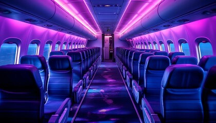 Fototapeta premium View of modern airplane cabin
