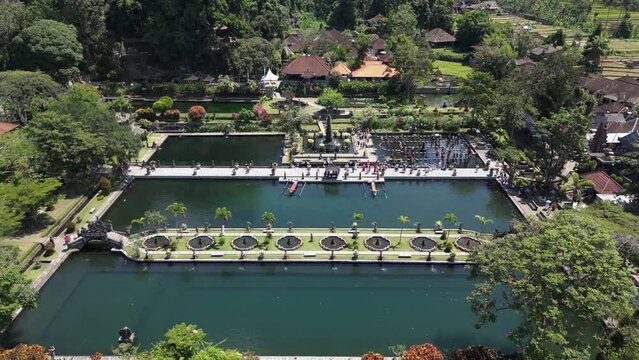 Aerial view of Tirta Gangga water palace in Bali, Indonesia