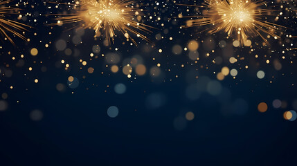 Obraz premium Happy New Year, burning fireworks with bokeh light background