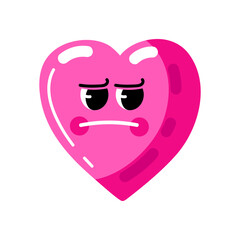 Angry character Heart isolated on white background. Valentine's Day character in groovy style. Trendy retro 60s 70s style emoji. Frustration Illustration for poster, sticker, template, wall art print.