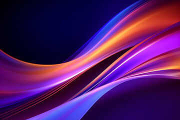3d render, colorful background with abstract shape glowing in ultraviolet spectrum, curvy neon lines. Futuristic energy concept 