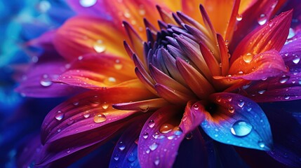 Macro close-up photography of a vibrant colored flower - obrazy, fototapety, plakaty