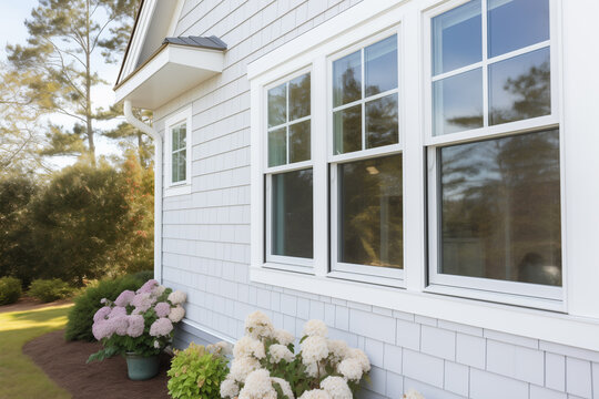 White Frame Vinyl Double Hung Windows - Powered by Adobe