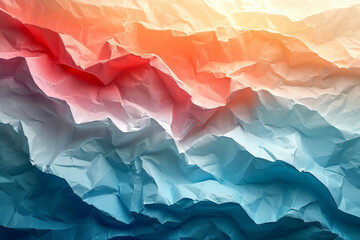 A digital wallpaper of stylized, folded geometry, where each crease is highlighted by a gradient of warm apricot to cool mint