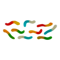 Neon worm gummy candy isolated transparent