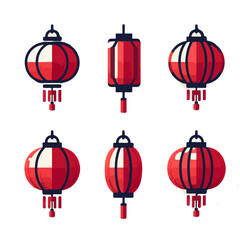 Illustration set of Chinese lantern. Flat and minimalist design. Happy Chinese new year