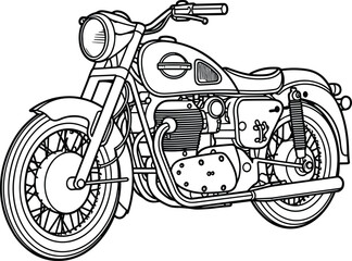 Modern Motorbike vector illustration classic bike coloring page 
