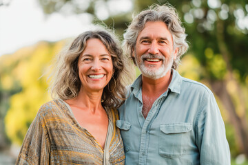 Aging Gracefully: Portrait of a Happy Couple in Nature