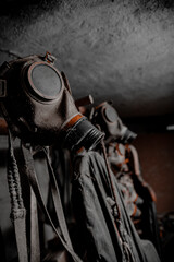 Gasmasken Sowjet in Bunker