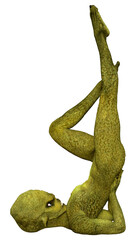 3D Rendering Green Alien on White