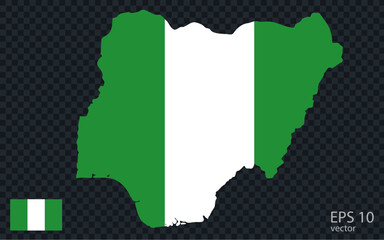 Vector map of Nigeria. Vector design isolated on grey background.
