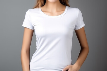 Woman in White Tshirt Mockup created with Generative AI