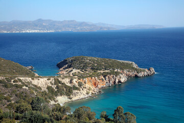 Fototapeta na wymiar Mirambello Bucht mit Spinalonga-Halbinsel, Insel Kreta, Griechenland, Europa 
