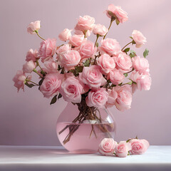 bouquet of pink roses in vase, bouquet of pink roses in vase, mothers day, Valentines day, love 