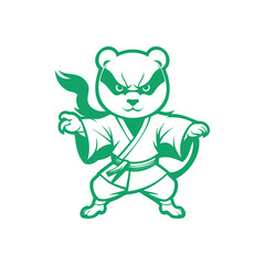 Fototapeta premium Green Ninja Kungfu Mascot Illustration