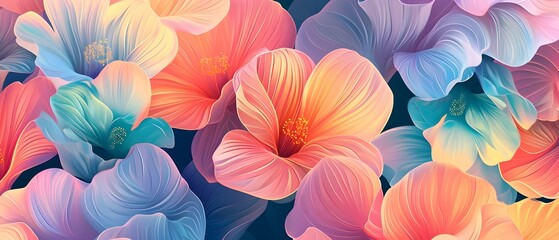 Vibrant Digital Illustration of Stylized Flowers