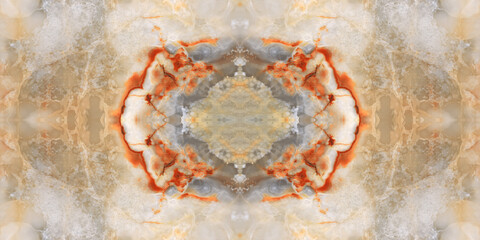 Abstract orange book match marble texture background Wall And Floor Tiles surface.