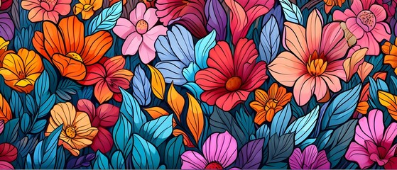 Colorful Illustrated Floral Pattern