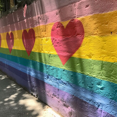 little heart images of LGBT colors hidden around the city's walls