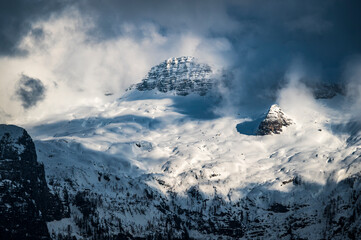 Snow on Mount Canin and Montasio. Spring snow