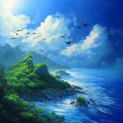 View of the sky in the middle of the ocean