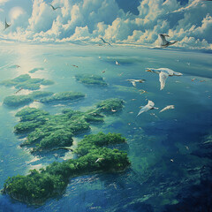 View of the sky in the middle of the ocean