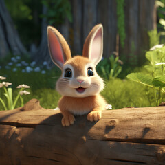Little rabbit in the big forest