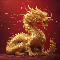 Fototapeta premium chinese new year golden dragon, lunar of the year 