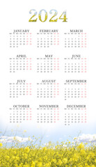 2024 Spring Theme English calendar with a simple minimalist design in vertical format, good for office desk, business, and personal use