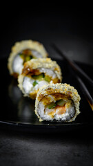 Still life from sushi. Dark and moody style