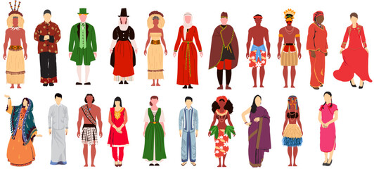 different traditional dress - obrazy, fototapety, plakaty