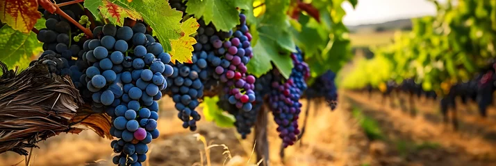 Fotobehang Ripening grapes in a traditional vineyard in Sardinia. © john