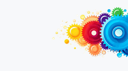Abstract gears forming a rainbow signifying the variety of positive elements contributing to health .simple isolated line styled vector illustration