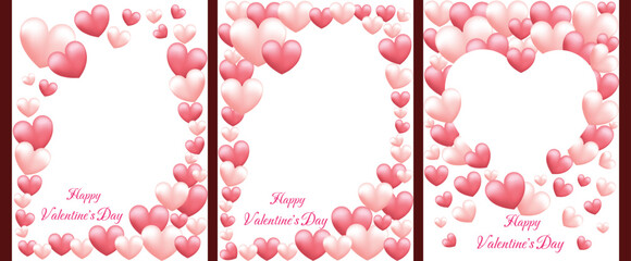 Pink hearts frames for valntines day.Vector illustration.