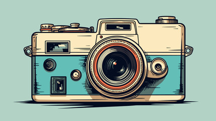 Vintage camera capturing the diversity of educational experiences and perspectives .simple isolated line styled vector illustration - obrazy, fototapety, plakaty