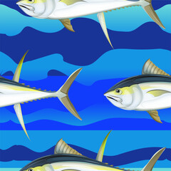 blue fin tuna seamless pattern vector