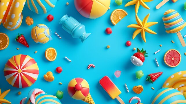 Playful Summer Icons Pattern with Sunglasses and Ice Cream

