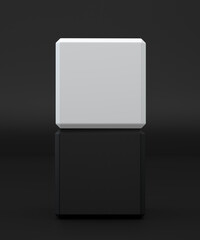 White and black Box. Isolated On black Background. Mock Up Template Ready For Your Design.