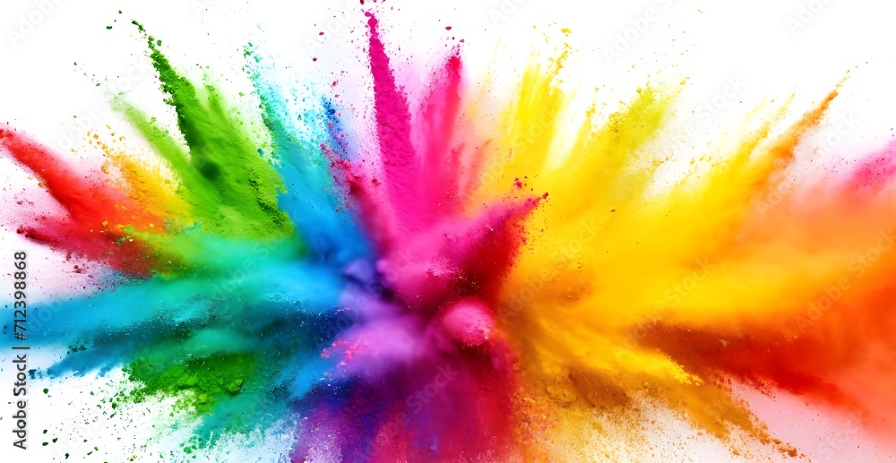 Wall mural rainbow holi paint color powder explosion with bright colors