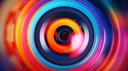 Colorfully stylized video camera lens close up.  - obrazy, fototapety, plakaty