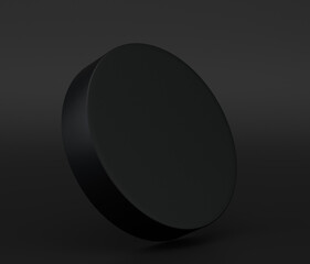 Fototapeta na wymiar Black Cylinder shape for product display on a black background