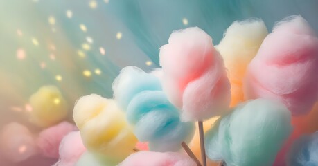 cotton candy in soft pastel color background - obrazy, fototapety, plakaty