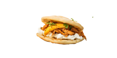Traditional Venezuelan food arepa made from cornmeal, with cheese and meat