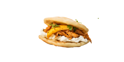 Traditional Venezuelan food arepa made from cornmeal, with cheese and meat