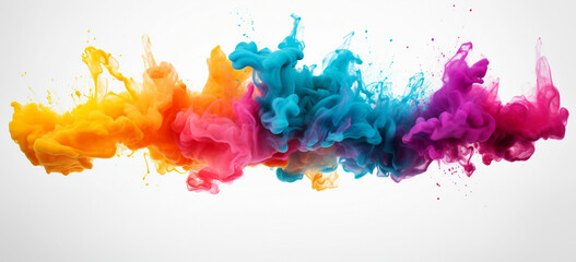 splashing colorful powder on frame on white background