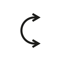 Dual semi circle arrow. Vector illustration. Semicircular curved thin long double ended arrow.	