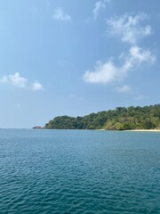 Naklejka premium the blue sea and green nature