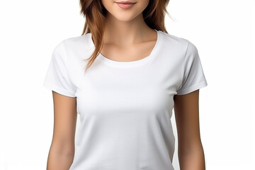 Fototapeta premium Woman in White Tshirt Mockup created with Generative AI