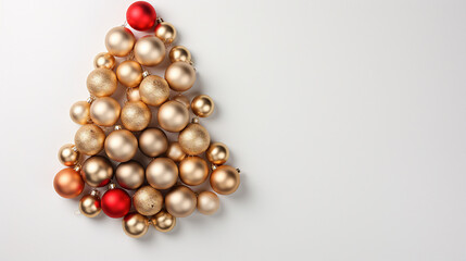 Festive Christmas Composition with Sparkling Tree Balls on White Background, Ideal for Holiday Marketing and Greeting Cards – Elegant New Year Decor Concept with Copy Space for Promotional Content.