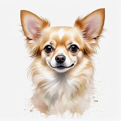 Obraz premium Watercolor cream chihuahua dog